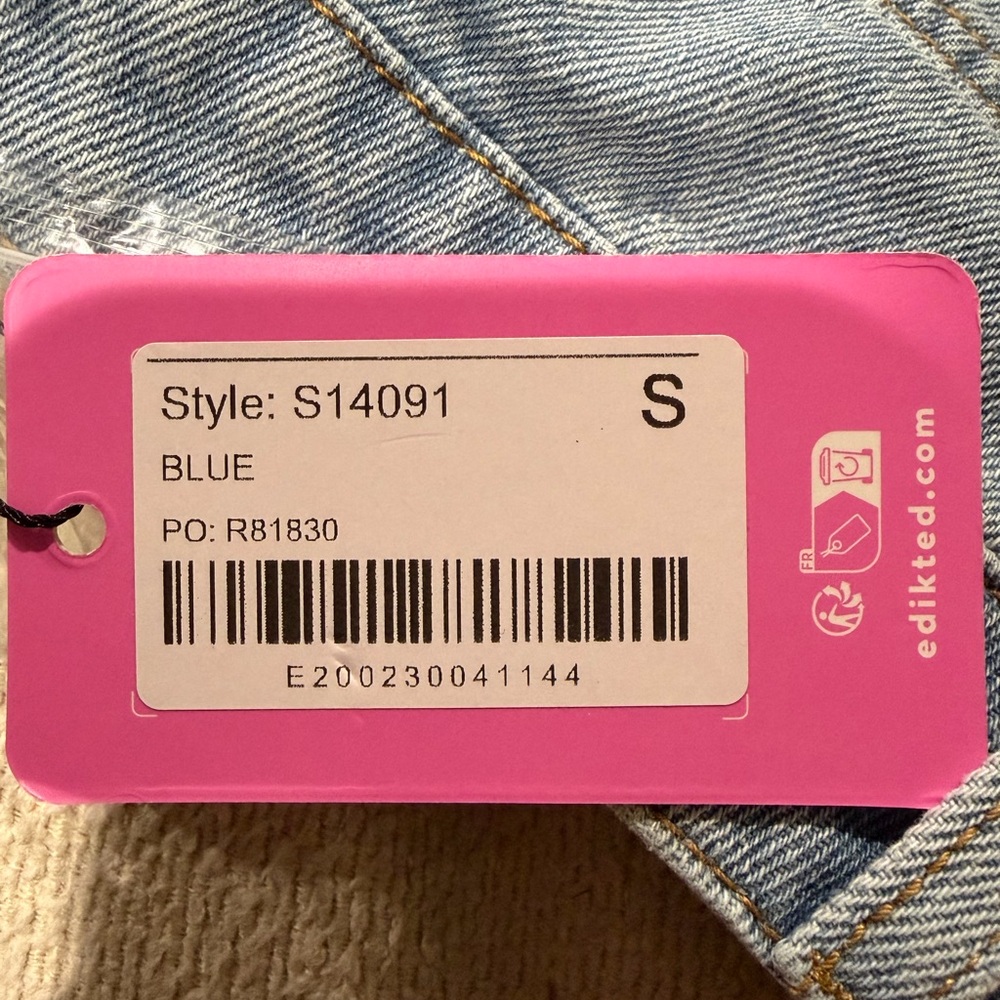 Edikted Blue Denim Jeans Raelynn washed low rise baggy jeans - Picture 3 of 6